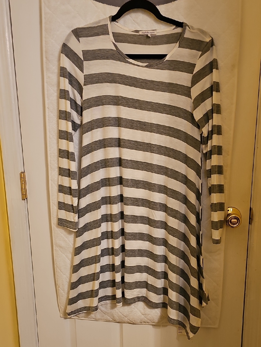 Charlotte Russe Gray & White Striped Top